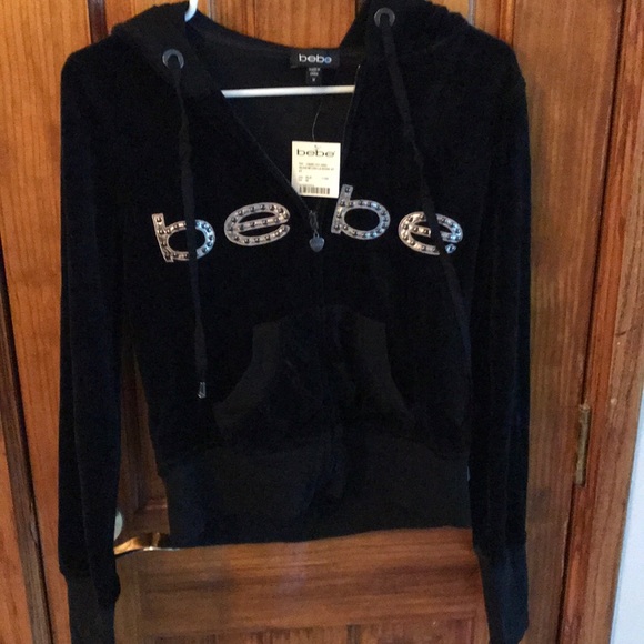 bebe Tops - Bebe Velour Hoodie. NWT